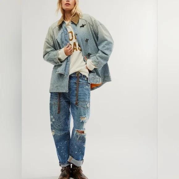 NWT FREE PEOPLE We The Free Moxie Pull On Barrel Jeans / Calypso - Picture 6 of 6